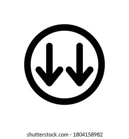 Vector de contorno de icono Flecha abajo (Flechas). aislado en fondo blanco