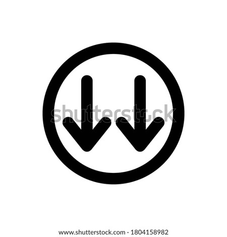 Down Arrow (Arrows) icon outline vector. isolated on white background