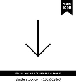 Down Arrow black color of flat simple icon. Web apps security Kit illustration vector of mobile application. Modern style of design. Line single minimalistic sign
