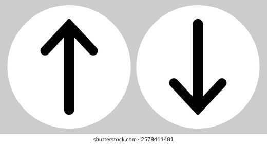 Up Down Arrow Black Icon. Forward Backward Front Back Sign. Above Below Under Point Pointer Direction Symbol. Thin, Light Regular And Bold style design. Design eps 10