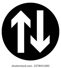 Up Down Arrow Black Icon. Forward Backward Front Back Sign. Above Below Under Point Pointer Direction Symbol. Thin, Light Regular And Bold style design. Design eps 10