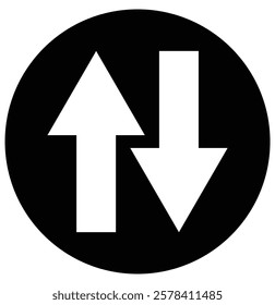 Up Down Arrow Black Icon. Forward Backward Front Back Sign. Above Below Under Point Pointer Direction Symbol. Thin, Light Regular And Bold style design. Design eps 10