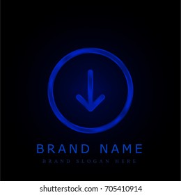 Down arrow blue chromium metallic logo