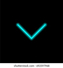 Down Arrow Blue Glowing Neon Ui Ux Icon. Glowing Sign Logo Vector