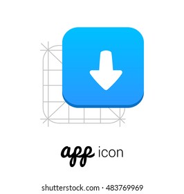 Down Arrow Blue Mobile App UI/UX Button Corporate Logo / Icon Design