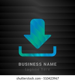 Down Arrow Blue,Green and Black silk fashion premium icon / Logo