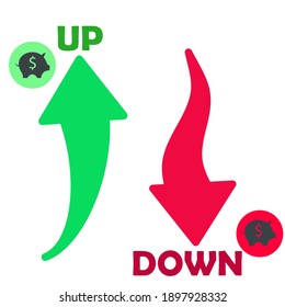 Up and down arrow chart slide template.