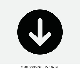 Down Arrow Circle Icon. Below Under Underneath Bottom Downward Round Symbol. Download Reverse Backout Point Pointer Sign Vector Graphic Clipart Cricut