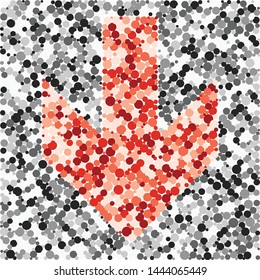 Down arrow color distributed circles dots illustration