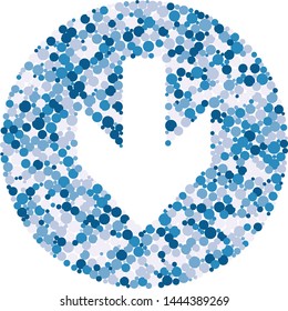 Down arrow color distributed circles dots illustration