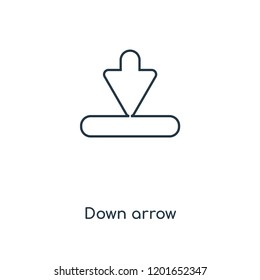 Down arrow concept line icon. Linear Down arrow concept outline symbol design. This simple element illustration can be used for web and mobile UI/UX.