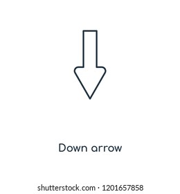 Down arrow concept line icon. Linear Down arrow concept outline symbol design. This simple element illustration can be used for web and mobile UI/UX.