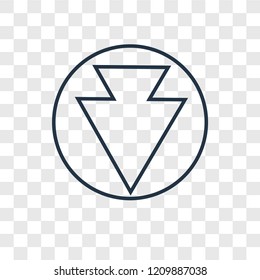 Down arrow concept vector linear icon isolated on transparent background, Down arrow concept transparency concept in outline style