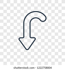 Down arrow concept vector linear icon isolated on transparent background, Down arrow concept transparency concept in outline style