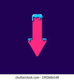 down arrow with cream on it. Perfect for  cake and ice cream shop directions. blue, pink, and green