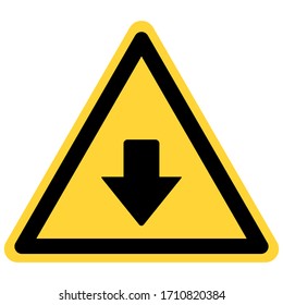 Down arrow and danger sign on white