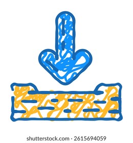 down arrow data loading doodle icon sketch vector. down arrow data loading sign. isolated symbol illustration