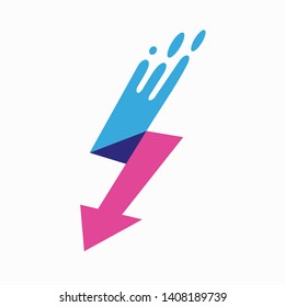 Down arrow direction template logo