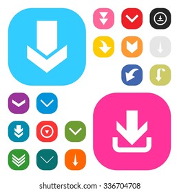 Down arrow Download icon set. simple pictogram minimal, flat, solid, mono, monochrome, plain, contemporary style. Vector illustration web internet design elements