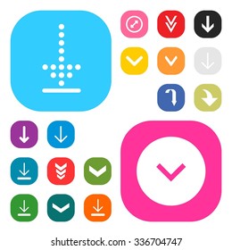 Down arrow Download icon set. simple pictogram minimal, flat, solid, mono, monochrome, plain, contemporary style. Vector illustration web internet design elements