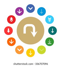 Down arrow Download icon set. simple pictogram minimal, flat, solid, mono, monochrome, plain, contemporary style. Vector illustration web internet design elements