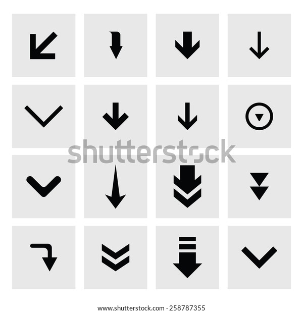 down arrow download icon\
set. simple pictogram minimal, flat, solid, mono, monochrome,\
plain, contemporary style. Vector illustration web internet design\
elements