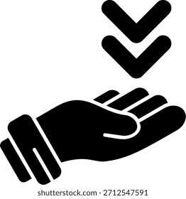 Diseño de icono de estilo de glifo de flecha hacia abajo