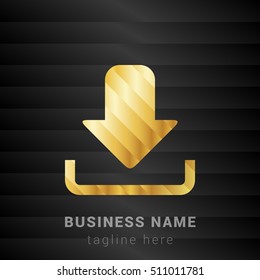 Down Arrow Gold and Black silk fashion premium icon / Logo
