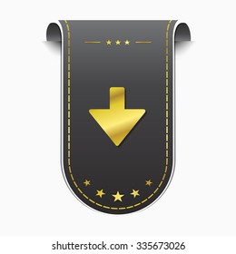 Down Arrow golden Vector Icon Design