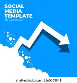 down arrow graphic, arrows in the clouds illustration, loss chart, graph with arrow, Graphic finance down vector, cloud arrow, social media template