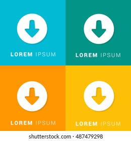 Down Arrow Head Four Color Material Designed Icon / Logo