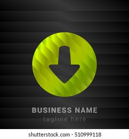 Down Arrow Head Lime Green and Black silk fashion premium icon / Logo