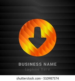 Down Arrow Head Orange, Yellow and Black silk fashion premium icon / Logo