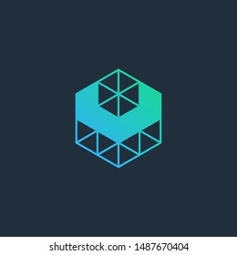 down Arrow  hexagon abstract logo design. Arrow icon. Web, Digital, Marketing, Network icon. construction concept. -vector
