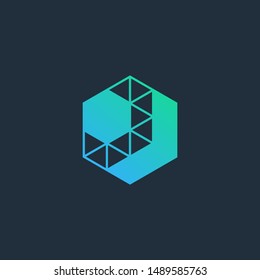 down Arrow  hexagon abstract logo design. Arrow icon. Web, Digital, Marketing, Network icon. construction concept. -vector