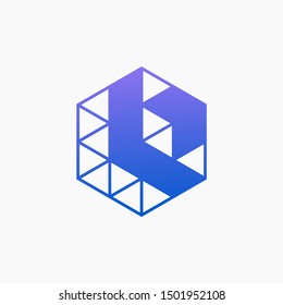 Down Arrow hexagon abstract logo design. back icon. Delivery icon. Web, Digital, Marketing, Network icon. construction concept. -vector
