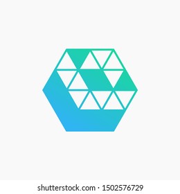 Down Arrow hexagon abstract logo design. back icon. Delivery icon. Web, Digital, Marketing, Network icon. construction concept. -vector