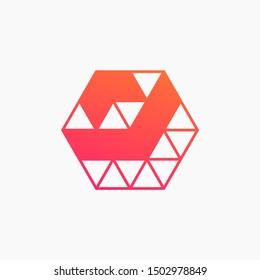 Down Arrow hexagon abstract logo design. Arrow icon. Delivery icon. Web, Digital, Marketing, Network icon. construction concept. -vector