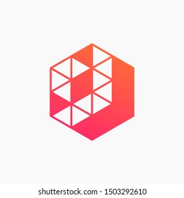 Down Arrow hexagon abstract logo design. Arrow icon. Delivery icon. Web, Digital, Marketing, Network icon. construction concept. -vector