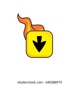 down arrow hot fire burn icon button game asset
