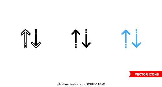 Up down arrow icon of 3 types: color, black and white, outline. Isolated vector sign symbol.