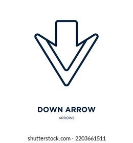 down arrow icon from arrows collection. Thin linear down arrow, arrow, button outline icon isolated on white background. Line vector down arrow sign, symbol for web and mobile