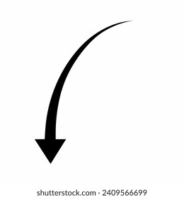 Down arrow icon with black marker on white background