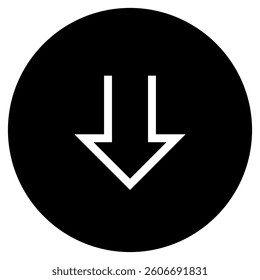 Down arrow icon in a circular shape representing economic decline, sales drop, or negative financial impact with transparent background