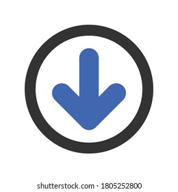 down arrow icon design black and blue