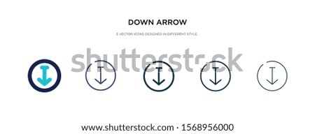 down arrow icon in different style vector illustration. two colored and black down arrow vector icons designed in filled, outline, line and stroke style can be used for web, mobile, ui