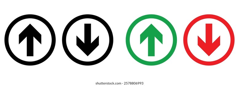 Up Down Arrow Icon. Up down direction arrows outline icon. Up and down arrow flat style.