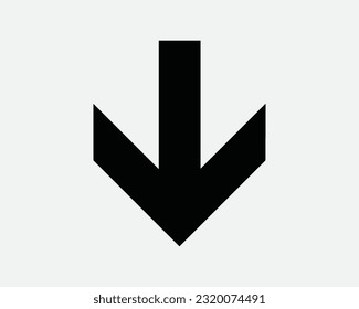 Down Arrow Icon. Downward Under Below Download Here Place Position Direction Navigation. Black White Sign Symbol Artwork Graphic Clipart EPS Vector