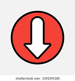 Down arrow icon in filled line style, use for website mobile app presentation