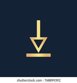 Down arrow icon flat. Simple gold pictogram on dark background. Vector illustration symbol